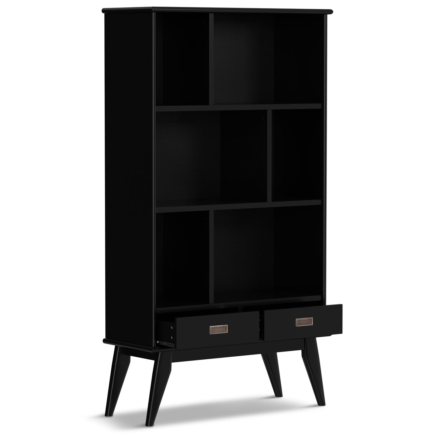 Draper - Mid Century Wide Bookcase And Storage Unit - Black