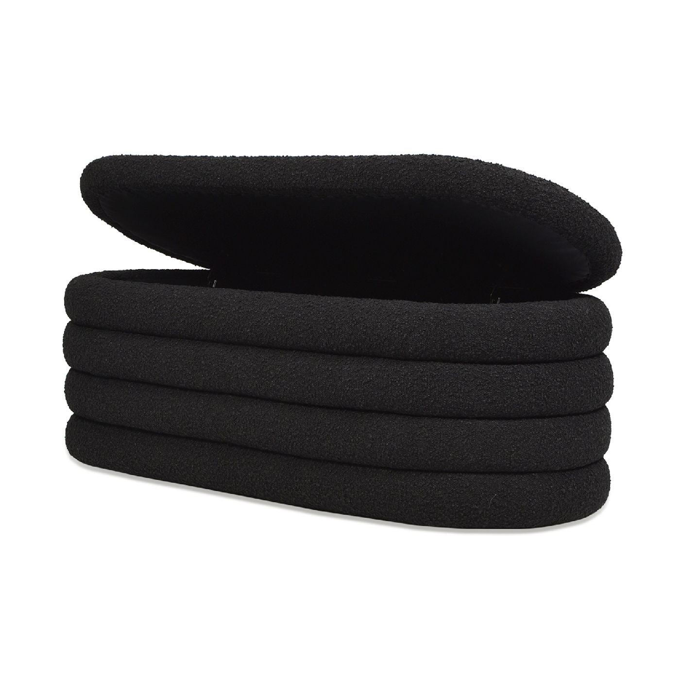 Fuji - Upholstered Oval Storage Bench - Ebony Black