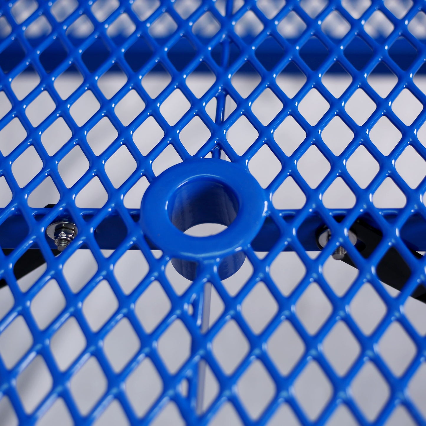 Rectangular Outdoor Steel Picnic Table With Umbrella Pole - Blue