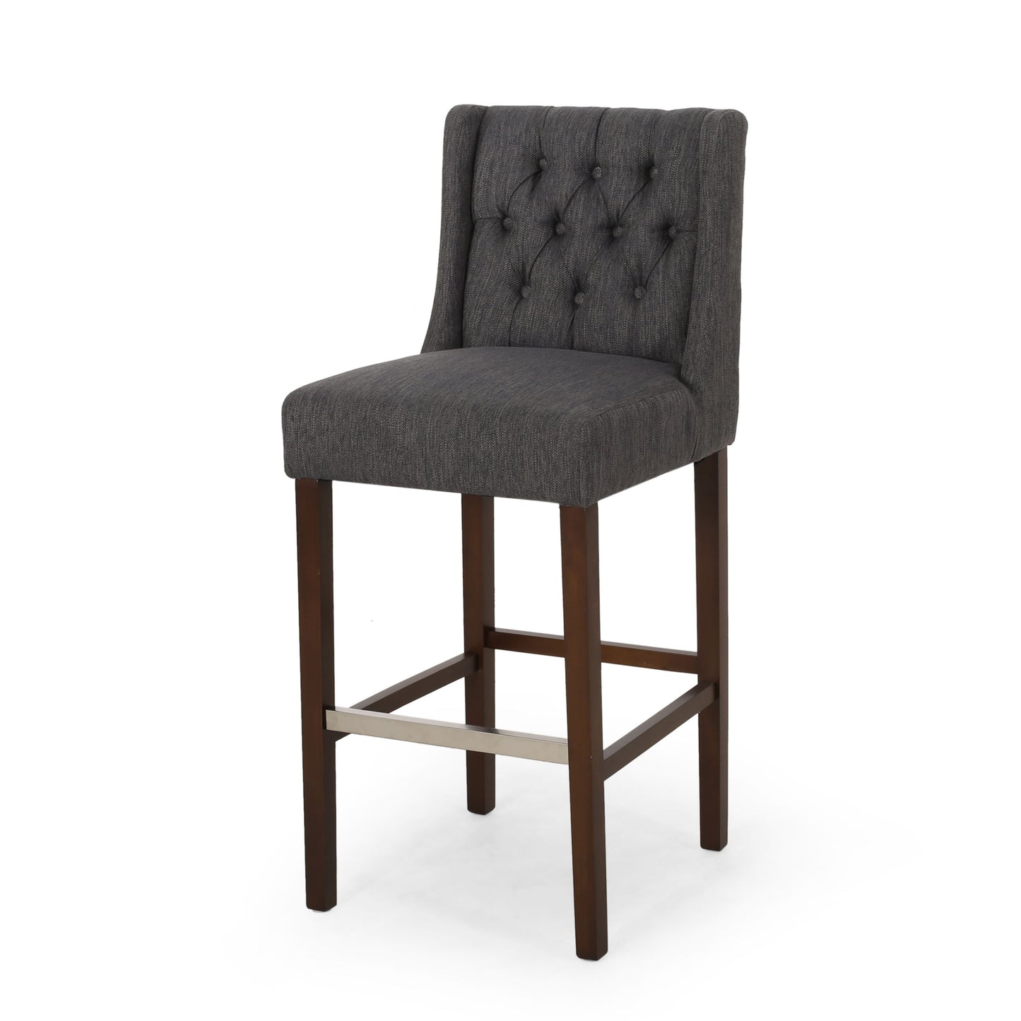Solstara - Upholstered Fabric Dining Barstool With Button Tufted And Wing Back - Charcoal