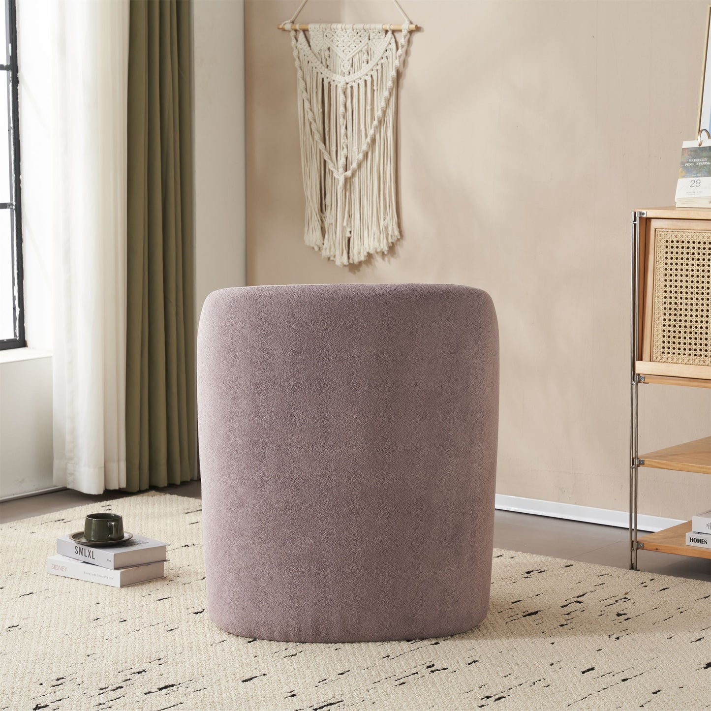 Modern Low Back Accent Chair, Upholstered Armless Living Room Chairs, Round Pine Wood Feet, For Small Living Spaces, Living Room - Purple