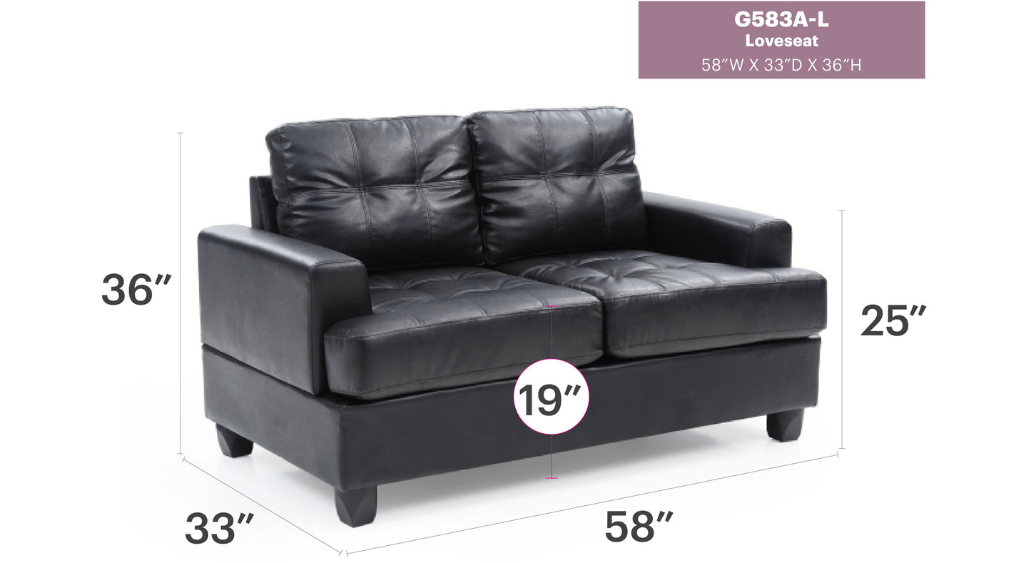 Stylish Transitional Loveseat For Two - Black