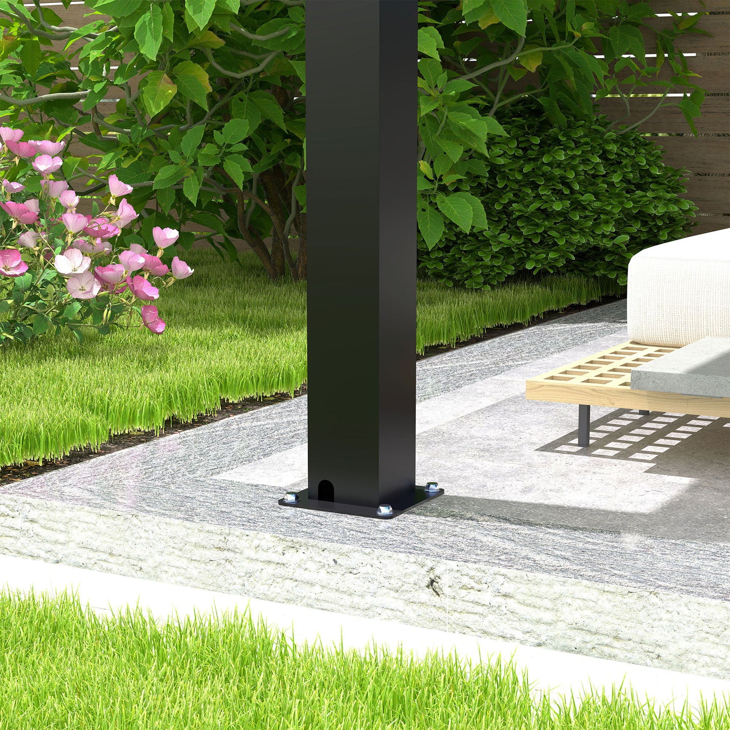 10 x 19 Ft Louver Pergola Frame & Steel Louvers - Black