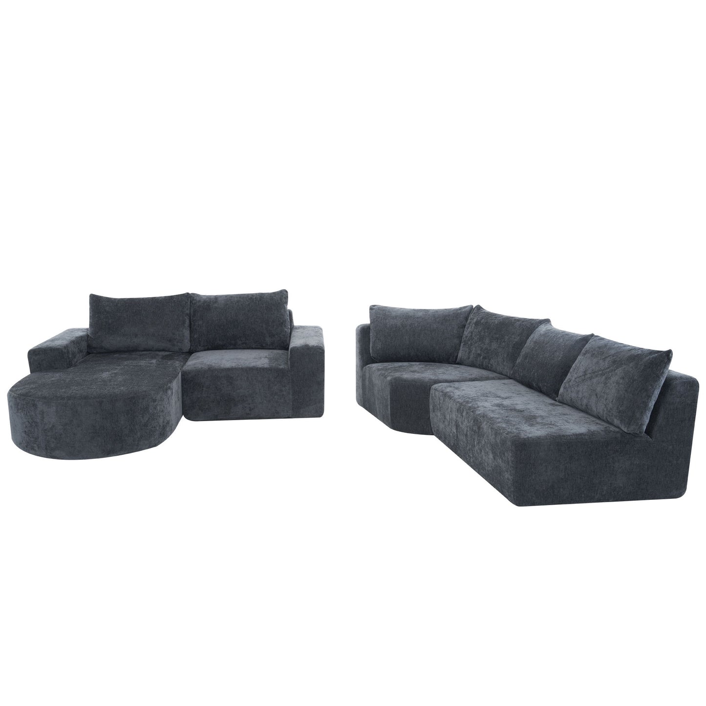 Oversized Modular Sofa Cloud Sectional Sofa Set Upholstered Couches U - Shaped Sofa With Deep Seat For Living Room - Gray
