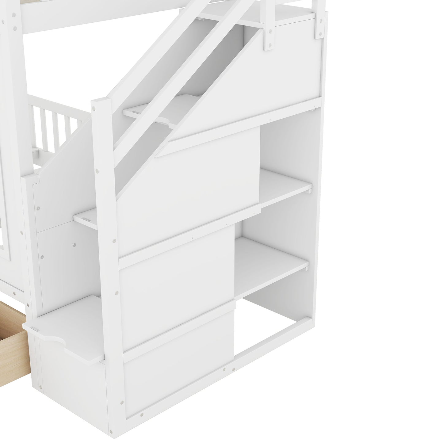 Twin Over Twin Bunk Bed With Changeable Table, Turn Into Upper Bed And Down Desk - White