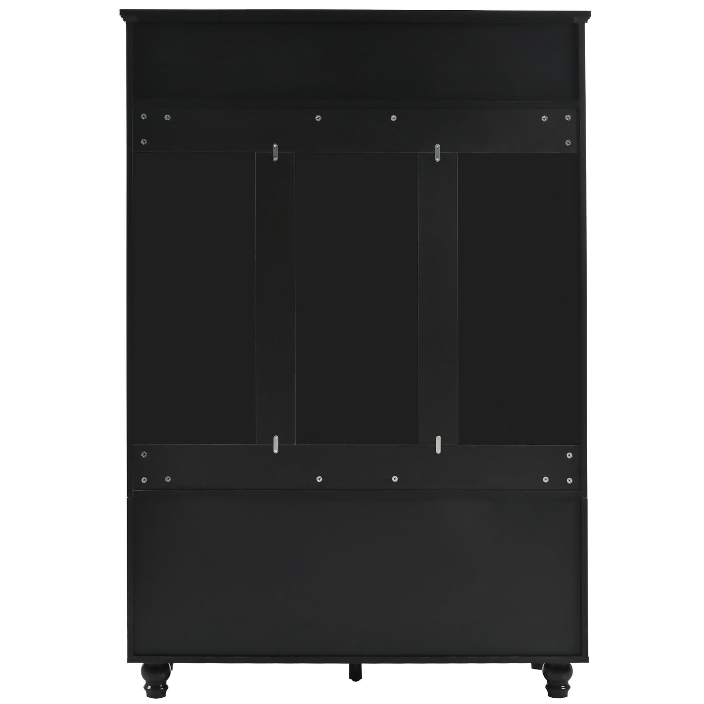 5 In 1 Entryway Bench With Shutter - Shaped Doors, Coat Rack, Cushion And 4 Sturdy Hooks, Wide Hall Tree With Storage Bench For Hallway, Entryway, Living Room - Black