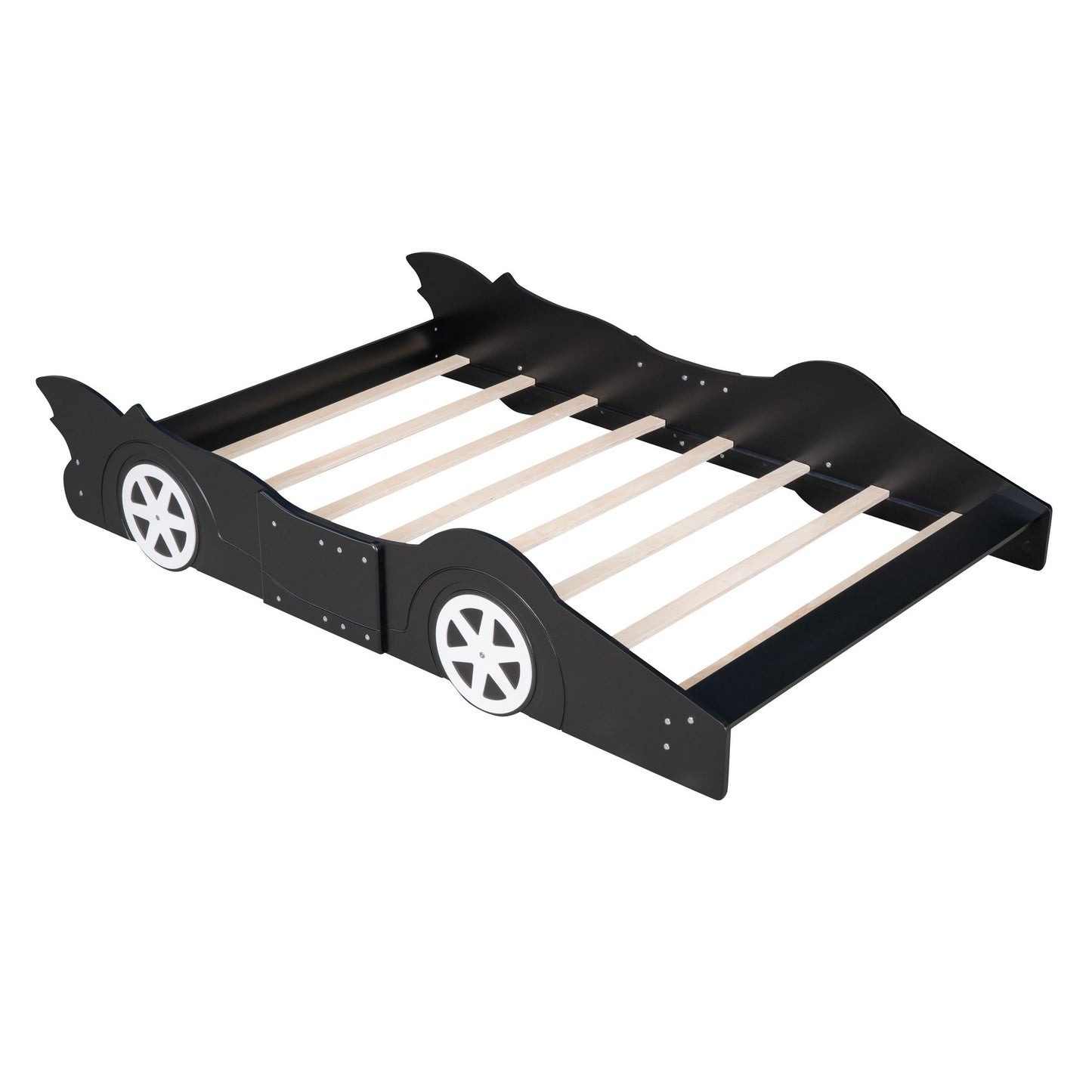 Full Size Race Car Shaped Platform Bed & Wheels - Black