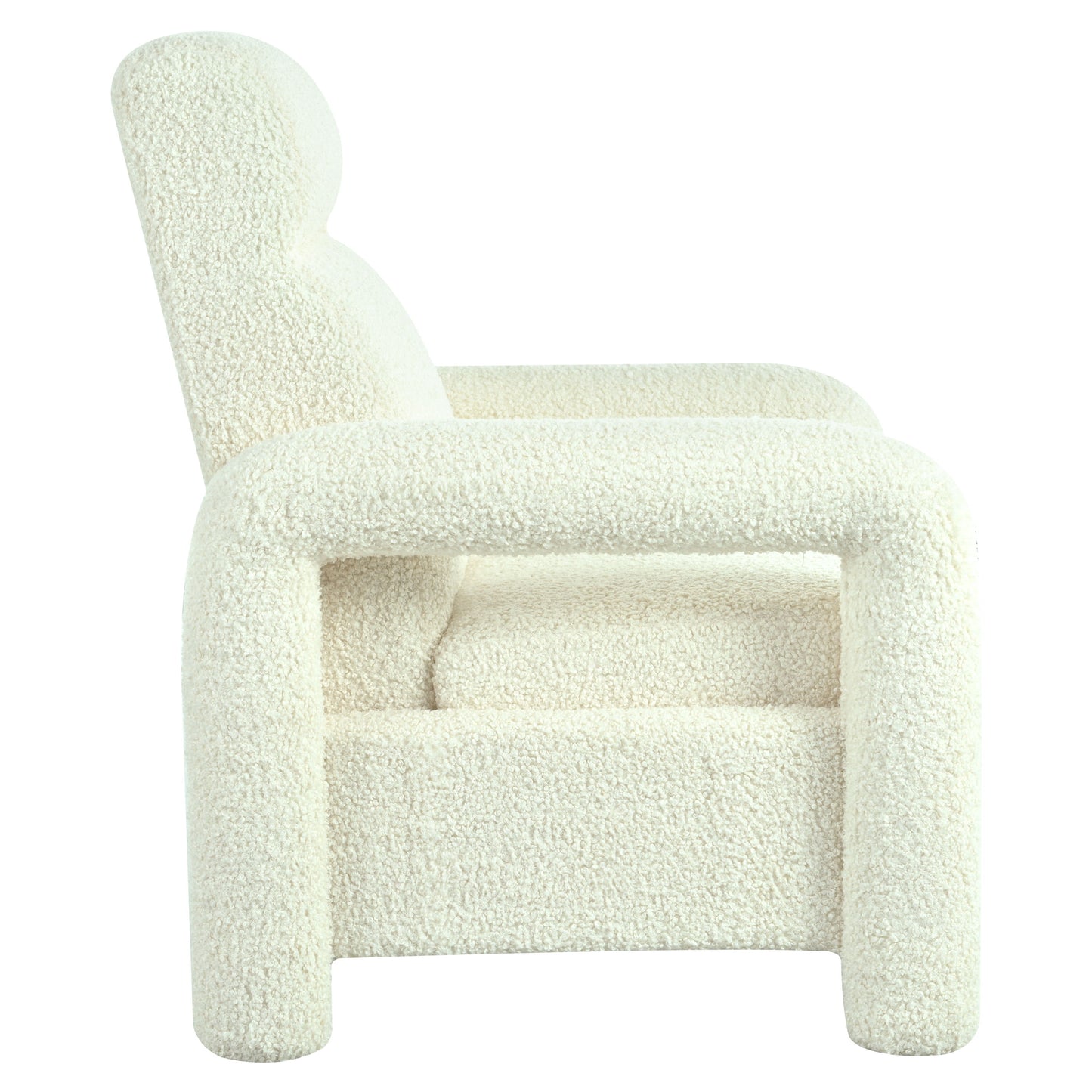 Push Back Recliner Armchair Upholstered Single Sofa With Adjustable Backrest For Living Room - Beige