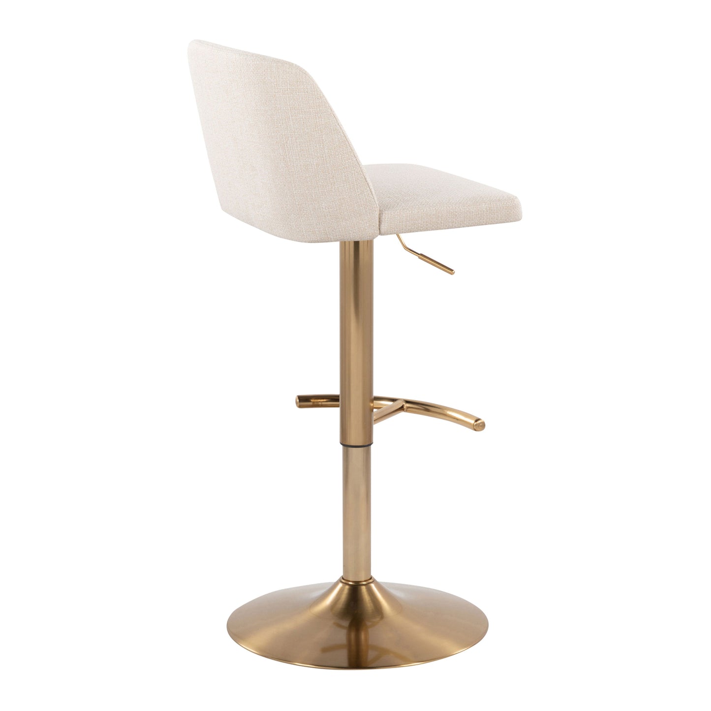Toriano - Contemporary Adjustable Barstool With Swivel With Rounded T Footrest (Set of 2) - Cream / Gold