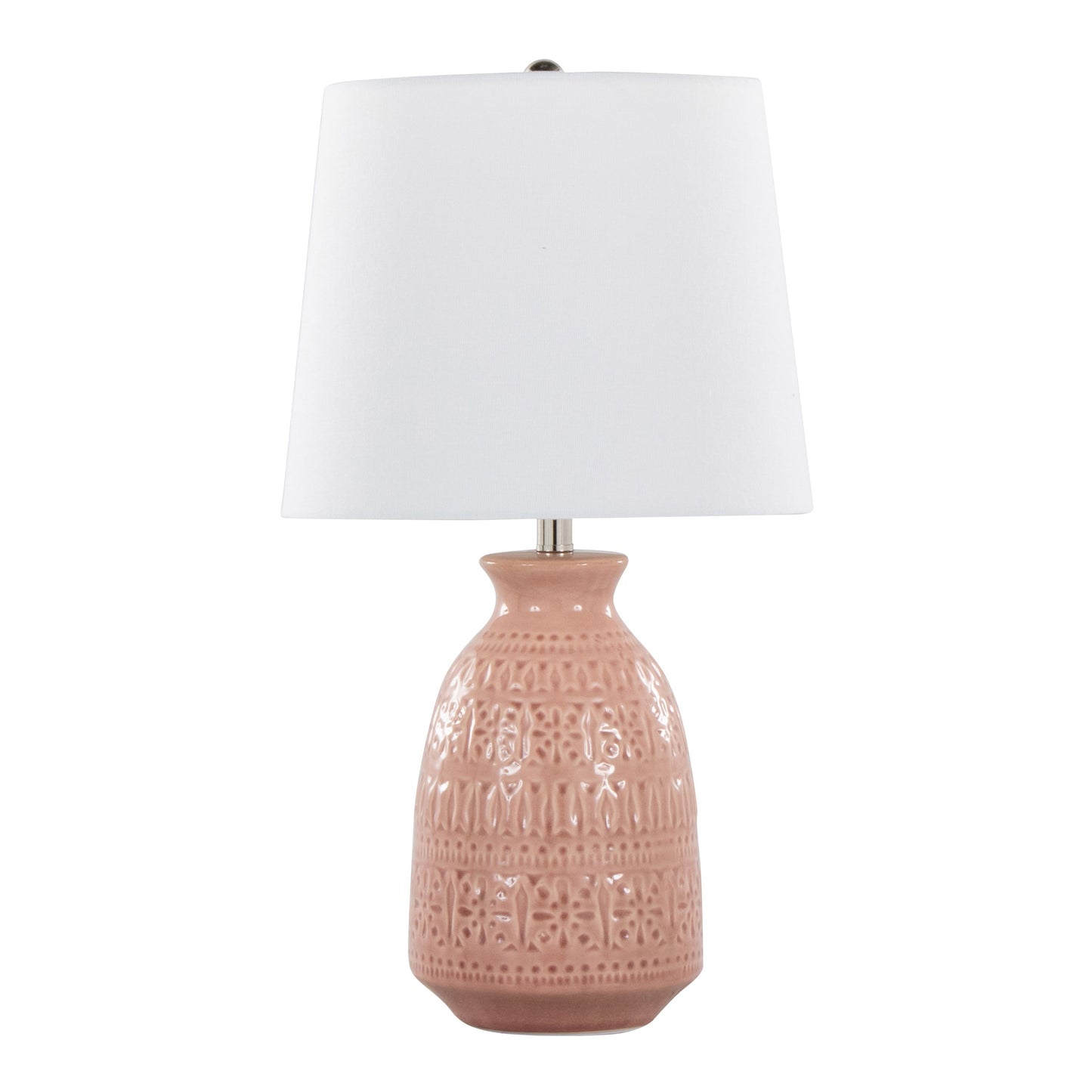 Claudia - Contemporary Lamp (Set of 2) - Rose Tan / Polished Nickel / White