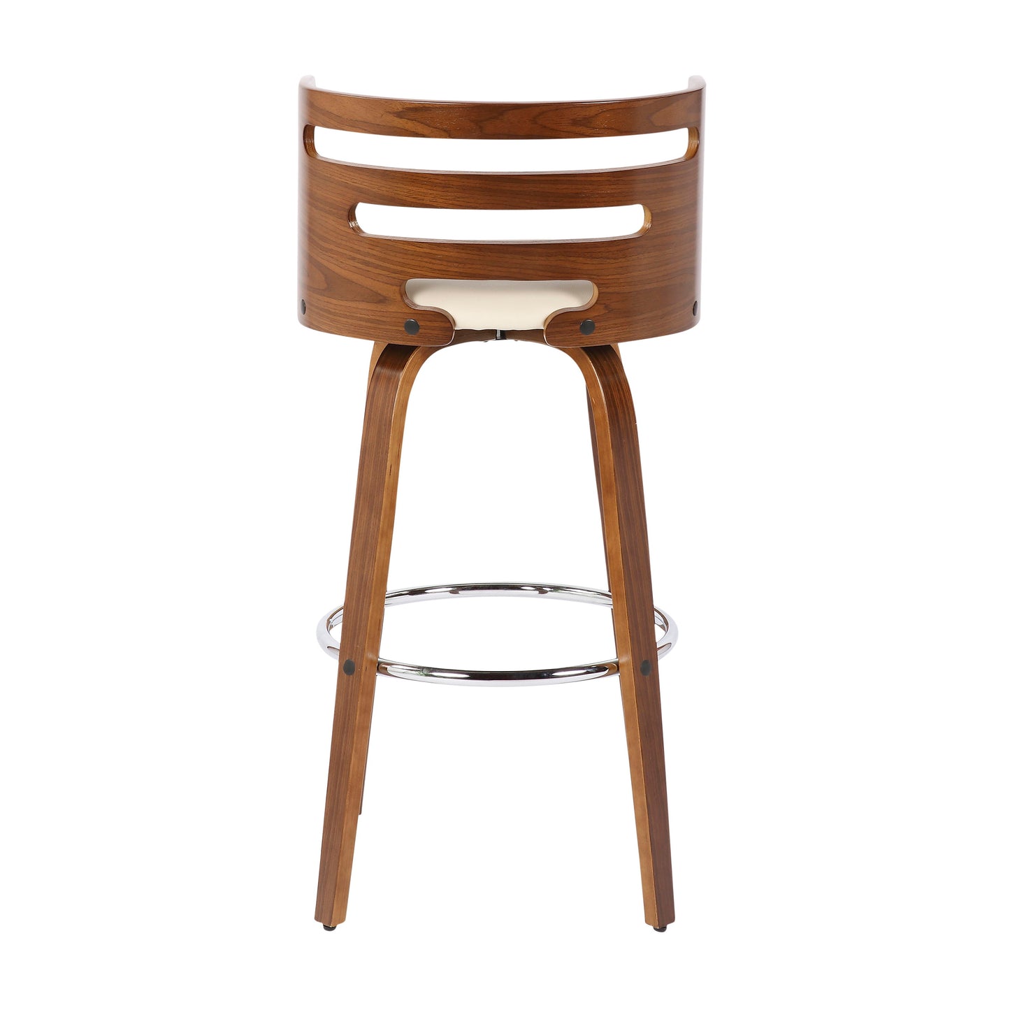 Cosini - Mid-Century Modern Barstool With Swivel (Set of 2) - Walnut / Cream