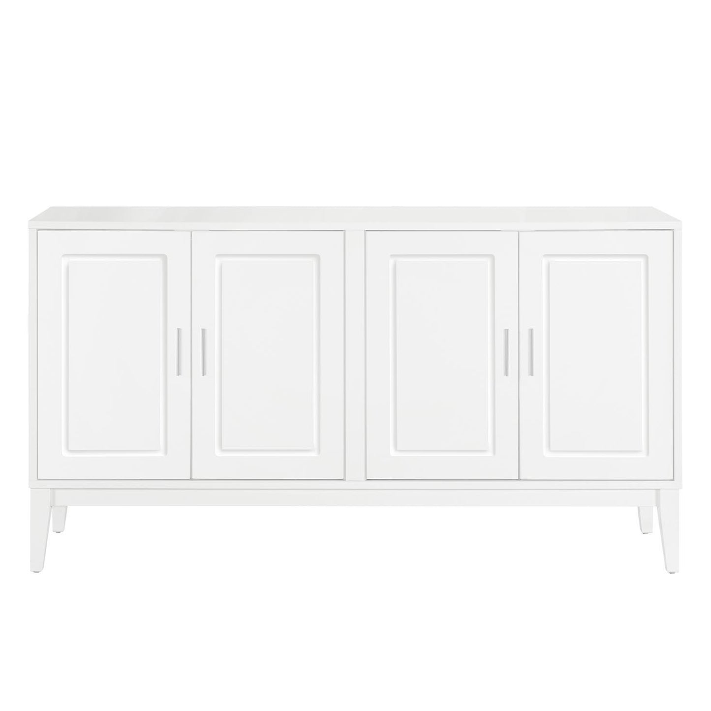 4 Door Sideboard Storage Cabinet With Door Shelf For Living Room And Dining Room, 2 Large Cabinets With Adjustable Shelf - White