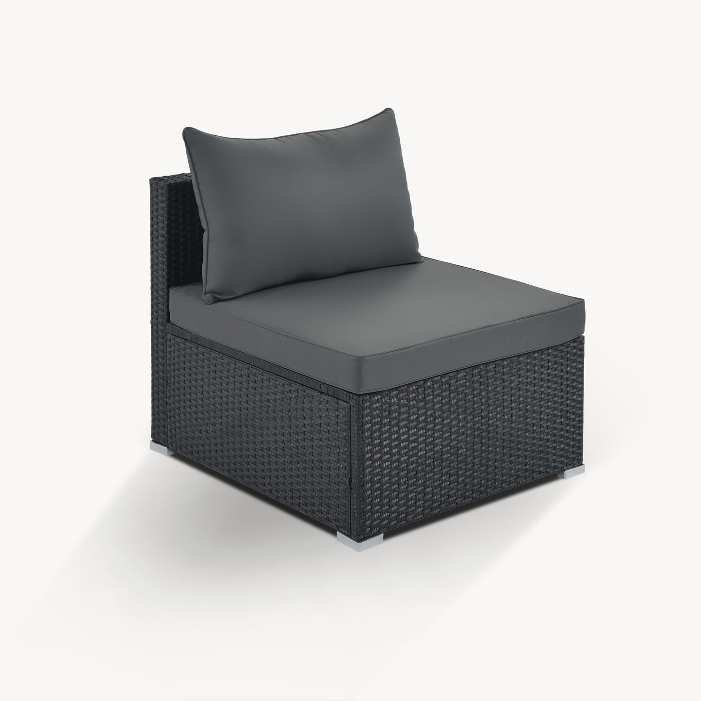 8 Pieces Outdoor Patio Furniture Sets, Garden Conversation Wicker Sofa Set, Single Sofa Combinable - Gray / Black