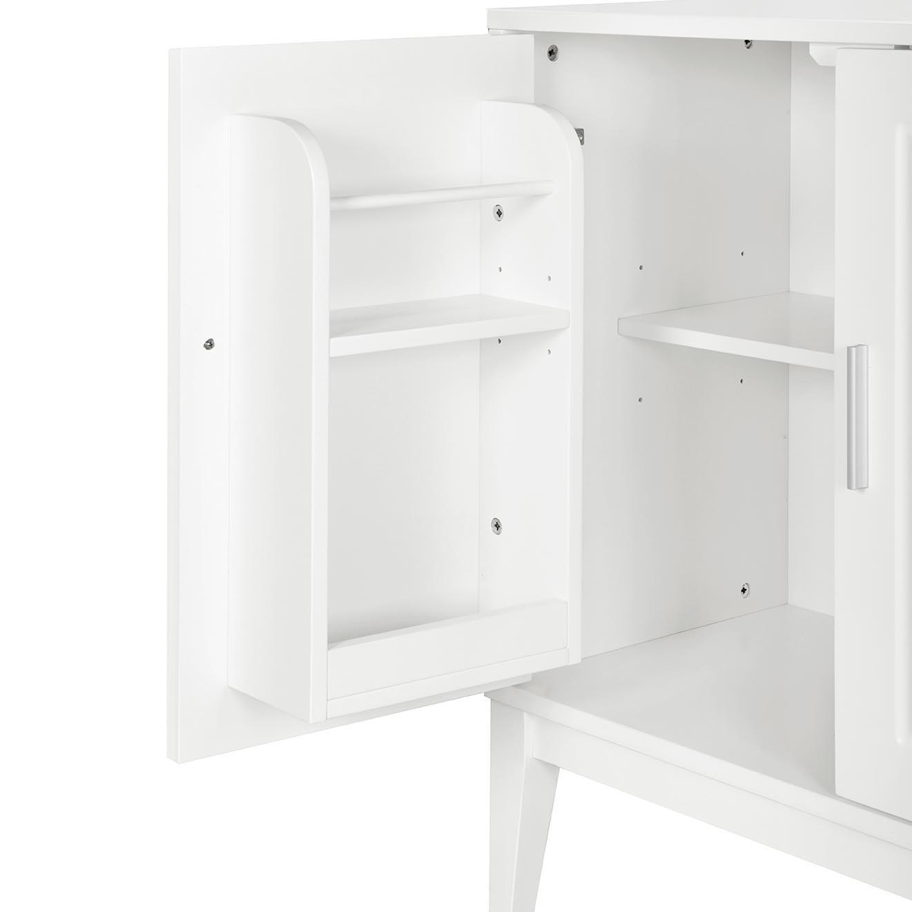 4 Door Sideboard Storage Cabinet With Door Shelf For Living Room And Dining Room, 2 Large Cabinets With Adjustable Shelf - White
