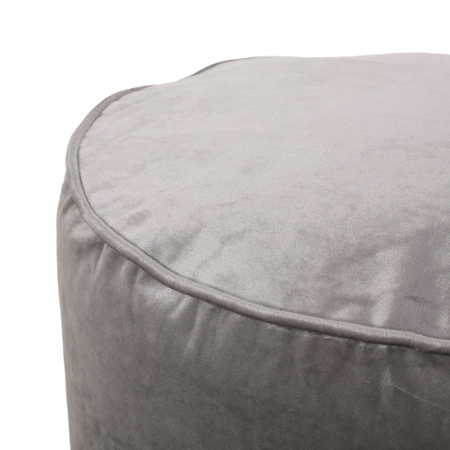 Shimon - Cylinder Pouf Ottoman And Floor Cushion - Pewter Gray