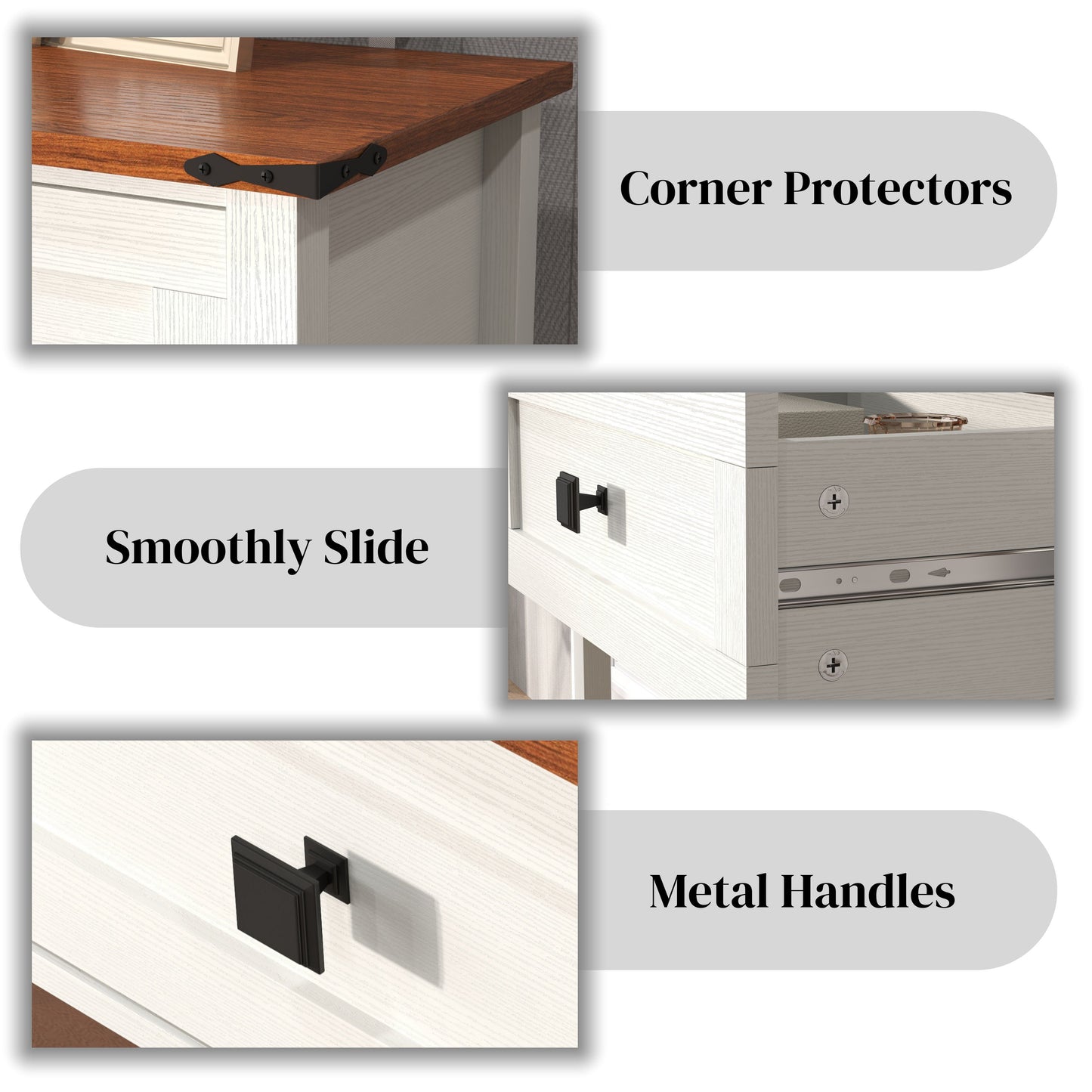 Farmhouse Style Console Table With 2 Drawers And Bottom Storage Shelf - Antique White