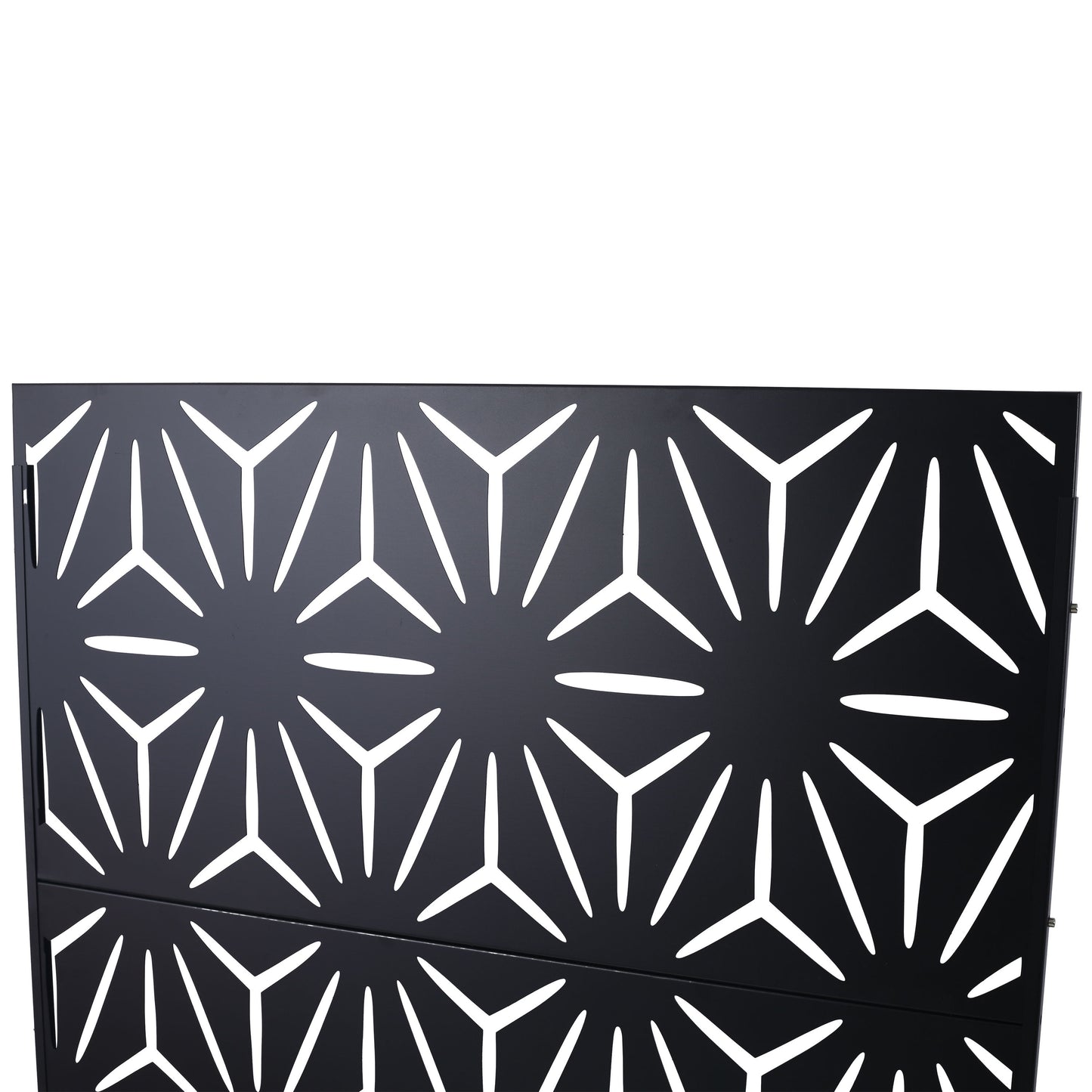 Outdoor & Indoor Privacy Screen, Metal Privacy Screen, Freestanding Decorative Privacy Screen For Deck Balcony Patio - Black