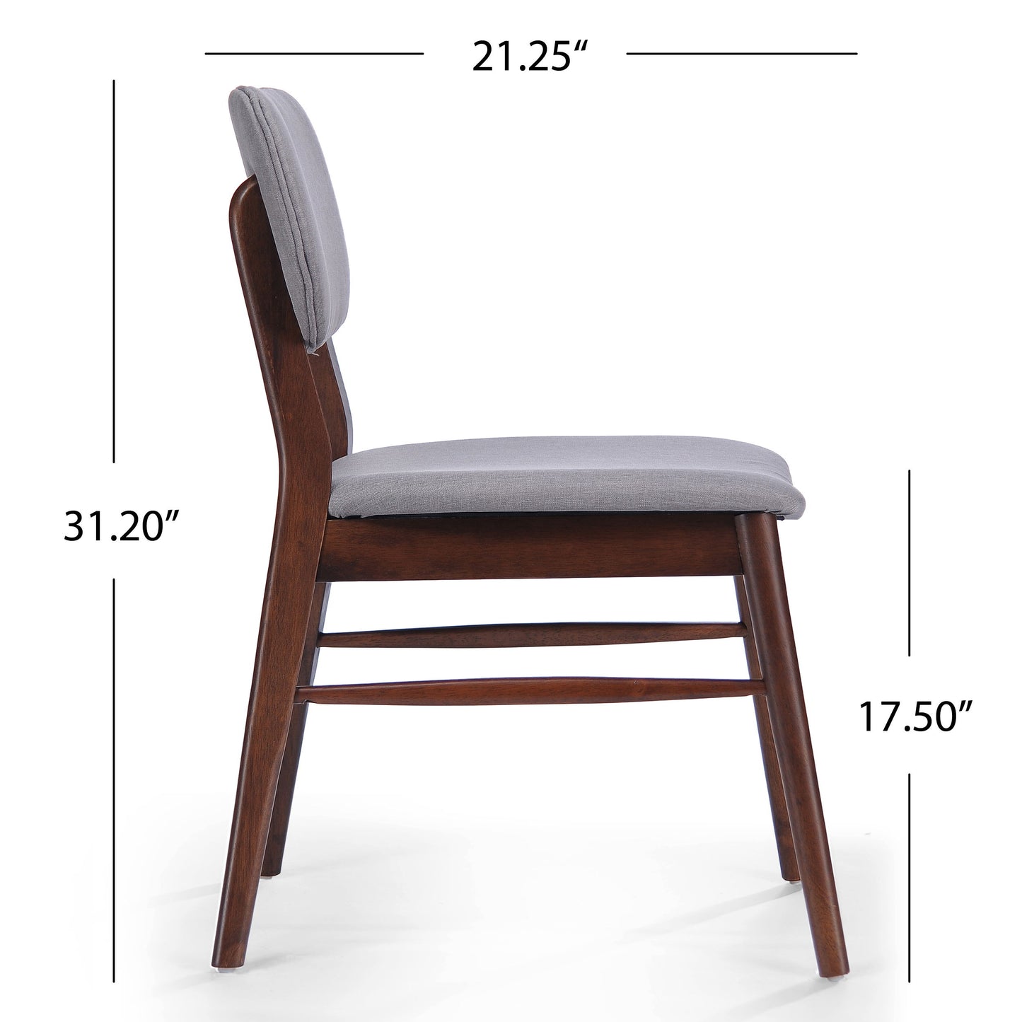 Mid Century Modern Upholstered Dining Chairs With Splayed Rubberwood Legs (Set of 2) - Light Gray