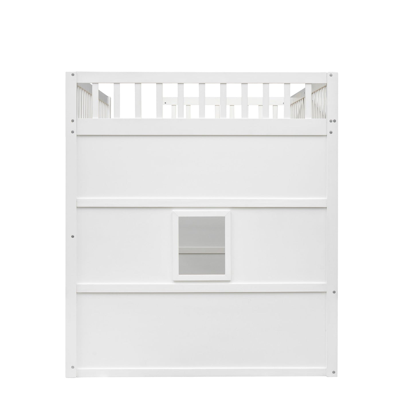 Full Size House Loft Bed With Ladder - White / Gray