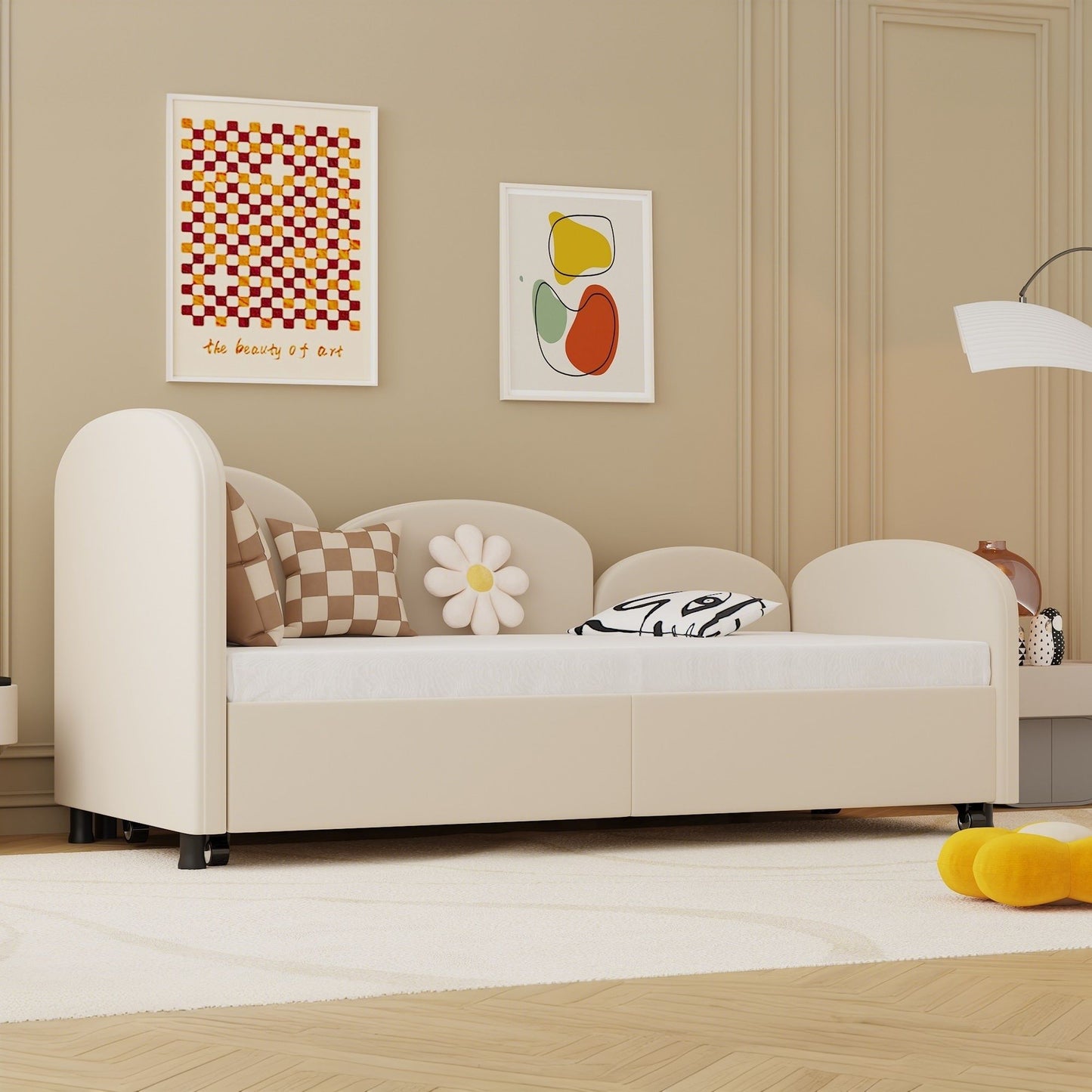 Modern Upholstered Daybed With Twin Size Bed Frames And Storage - Beige