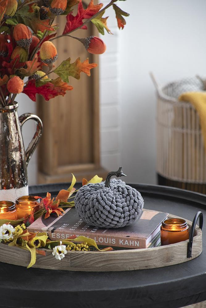 Chenille Weighted Pumpkin (Set of 3) - Gray