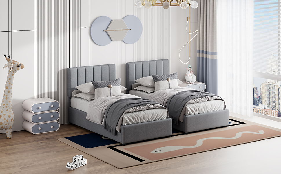 King Size Upholstered Platform Bed With A Hydraulic Storage System - Gray