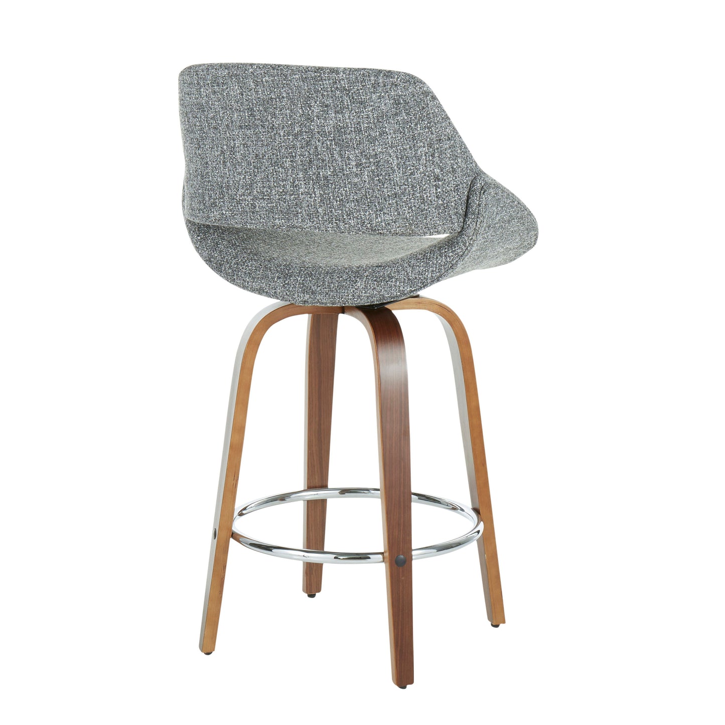 Fabrico - Mid-Century Modern Counter Stool (Set of 2) - Walnut / Gray