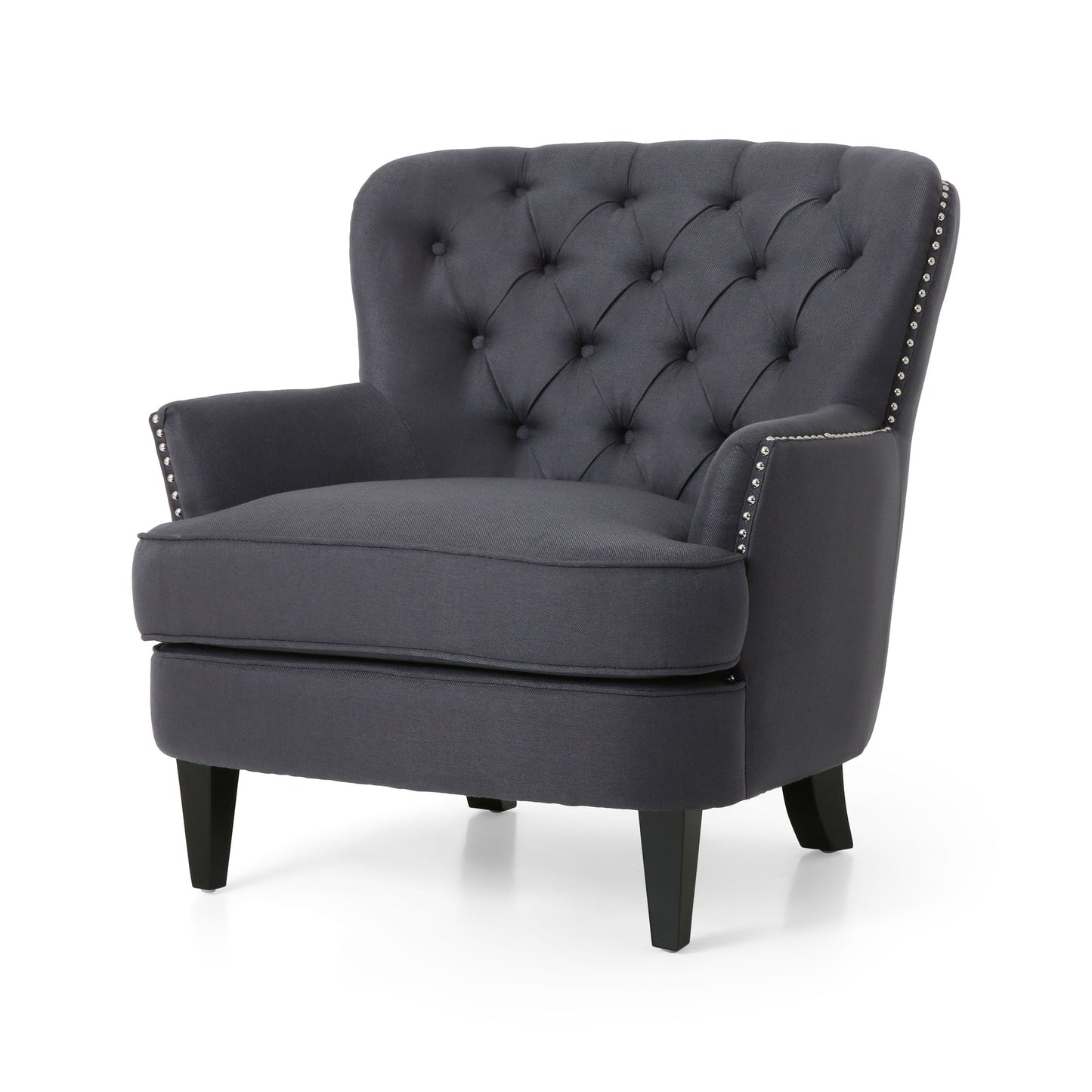 Enchante, Living Room Set With Tufted Back Club Chair And Ottoman - Gray