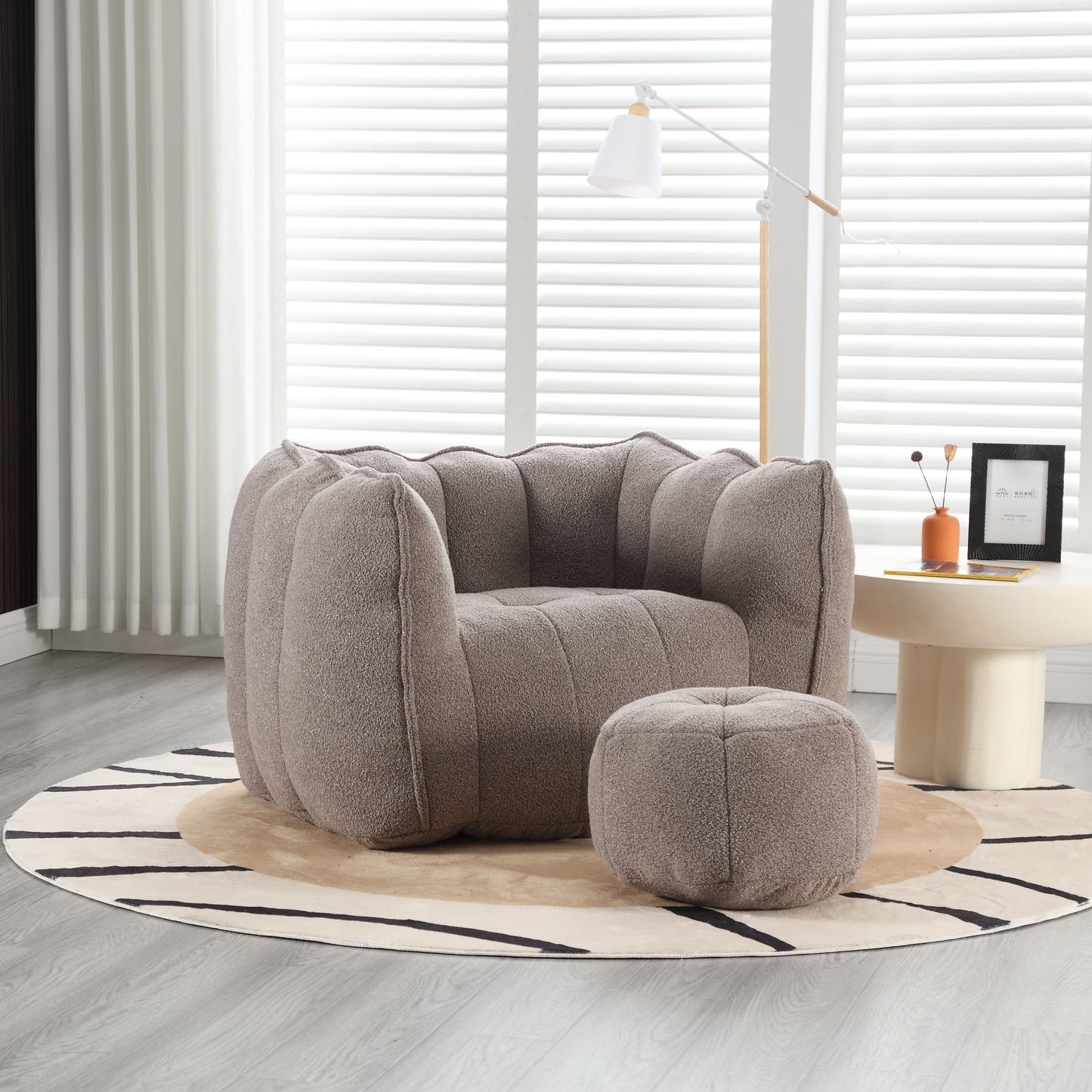 Soft Bean Bag Chair With High Resilient Foam (Chips) - Coffee