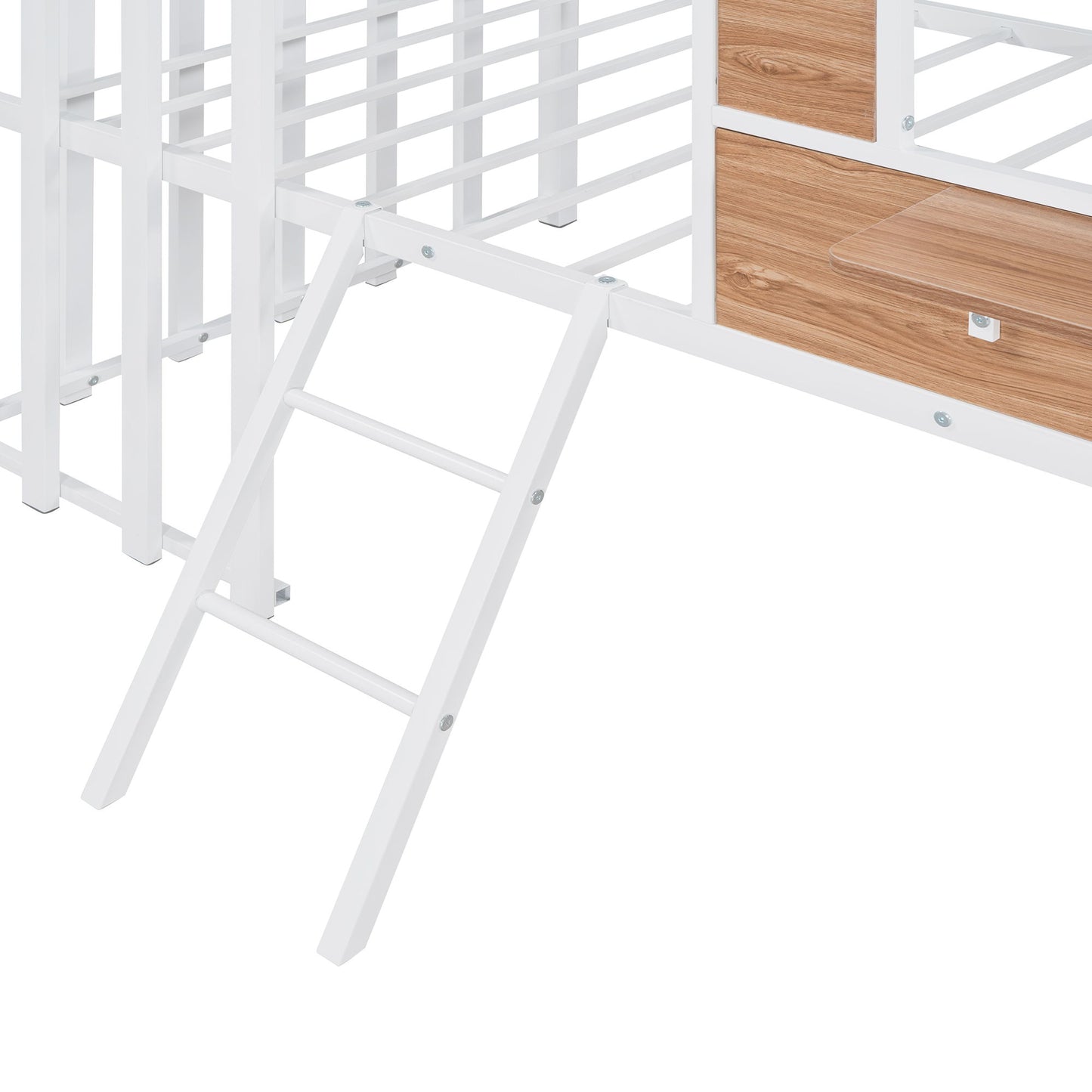 Twin Size Loft Bed With Roof, Window, Guardrail, Ladder - White