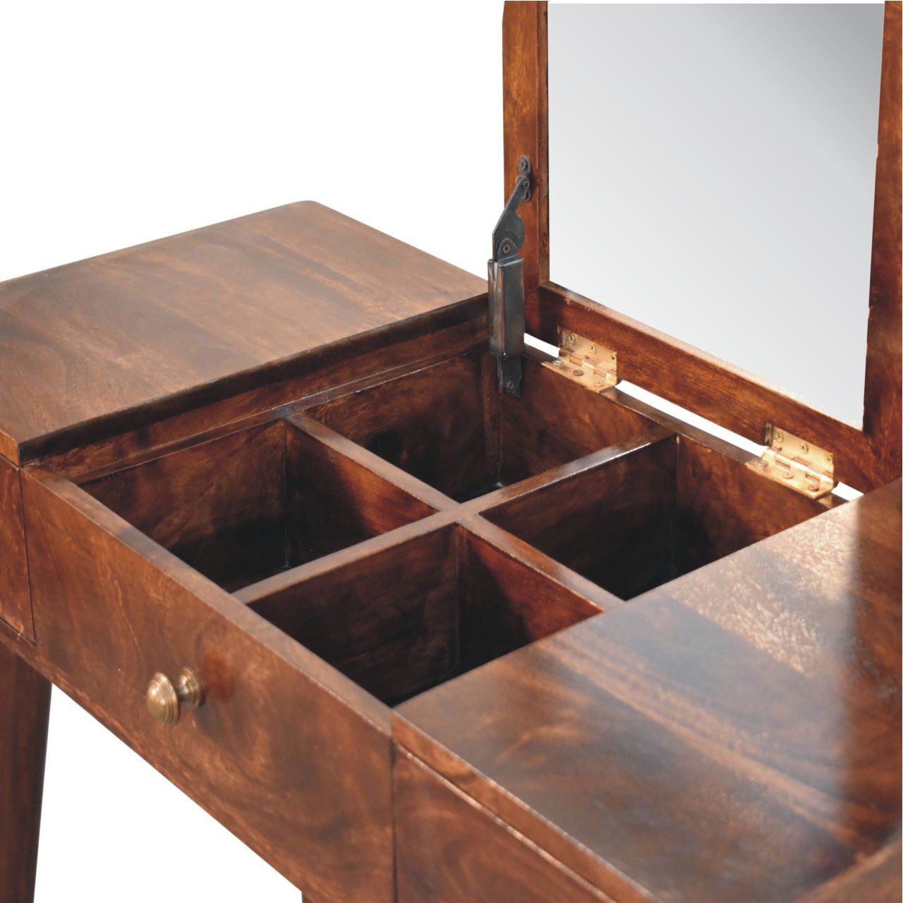 Dressing Table With Foldable Mirror - Walnut