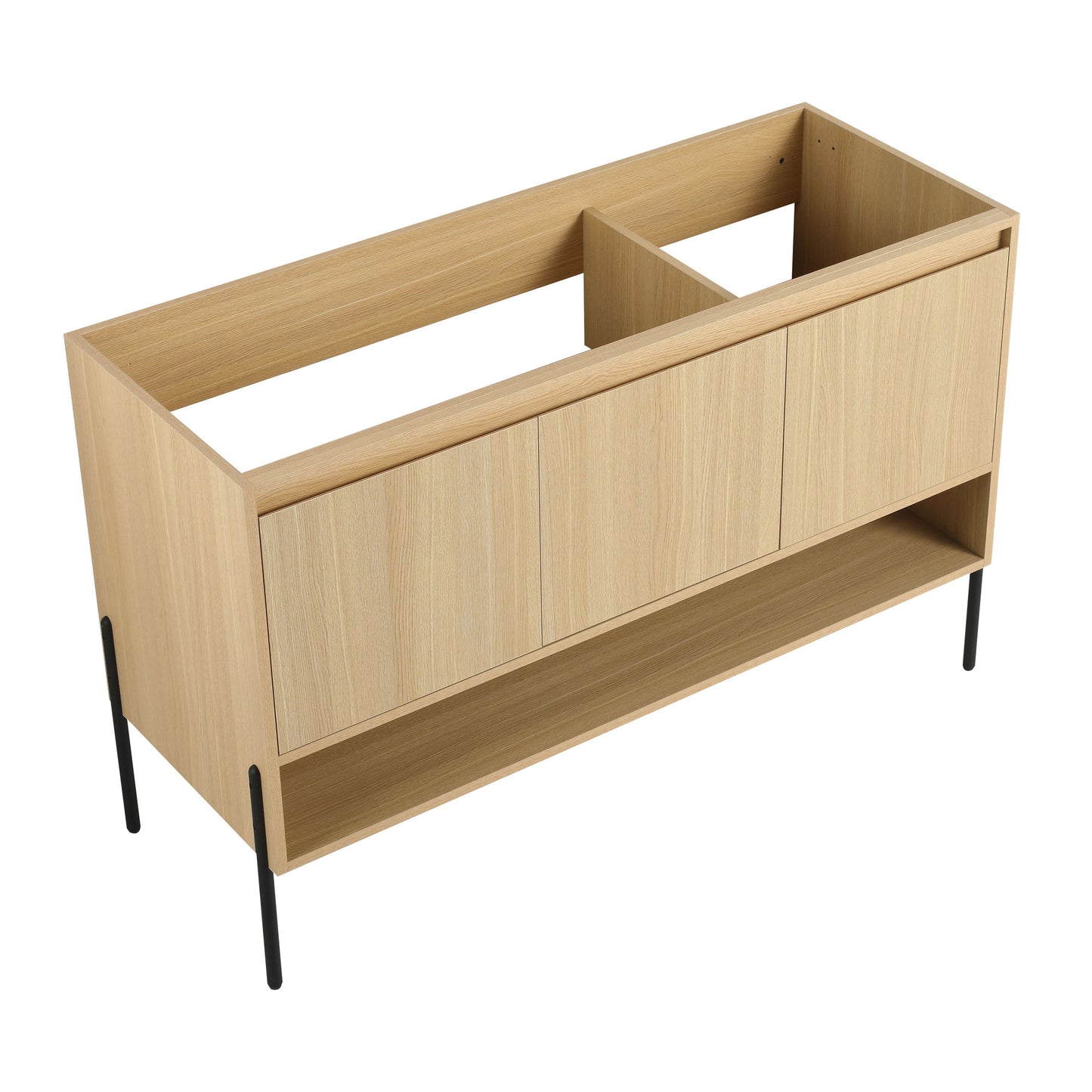 Minimalist 48" Freestanding Bathroom Vanity With 3 Soft Close Cabinet Doors - Oak