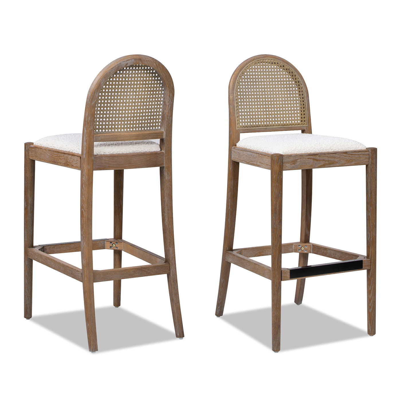 Panama - Curved Back Cane Bar Stool (Set of 2) - Ivory White