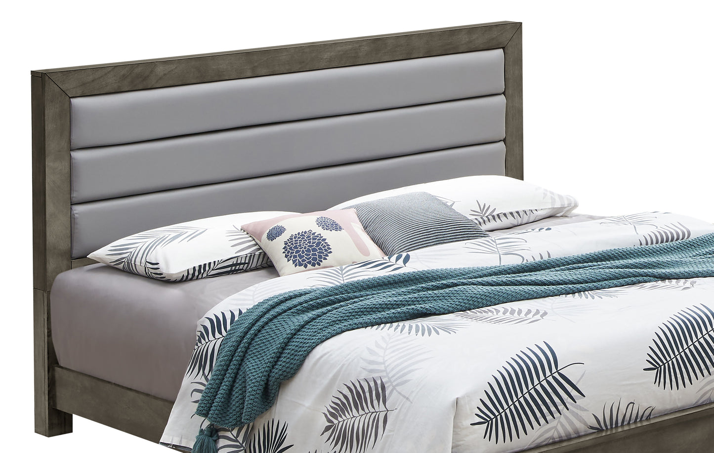 Full Bed Transitional Modern Design - Gray