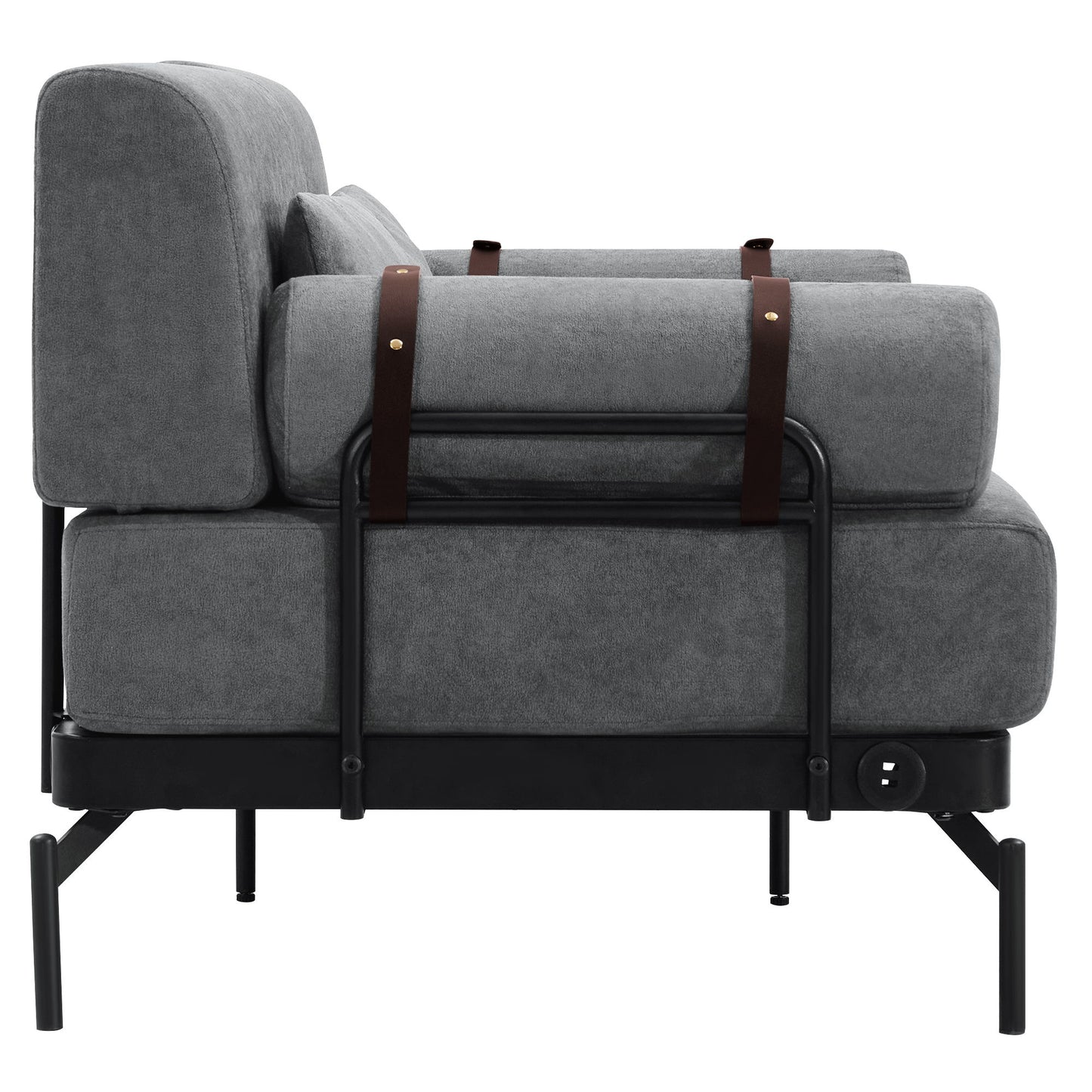 Modern Loveseat Sofa 59" Sofa Couch 2 Seater With USB Ports, Unique Cylindrical Armrests - Gray