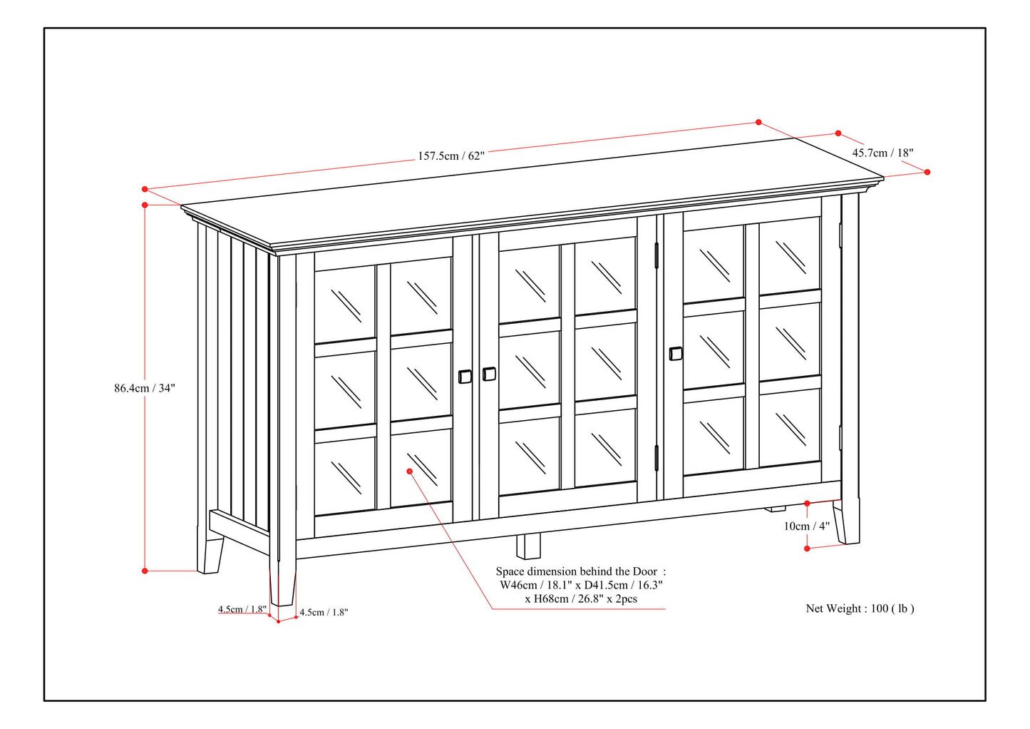 Acadian - Wide Storage Cabinet - Black