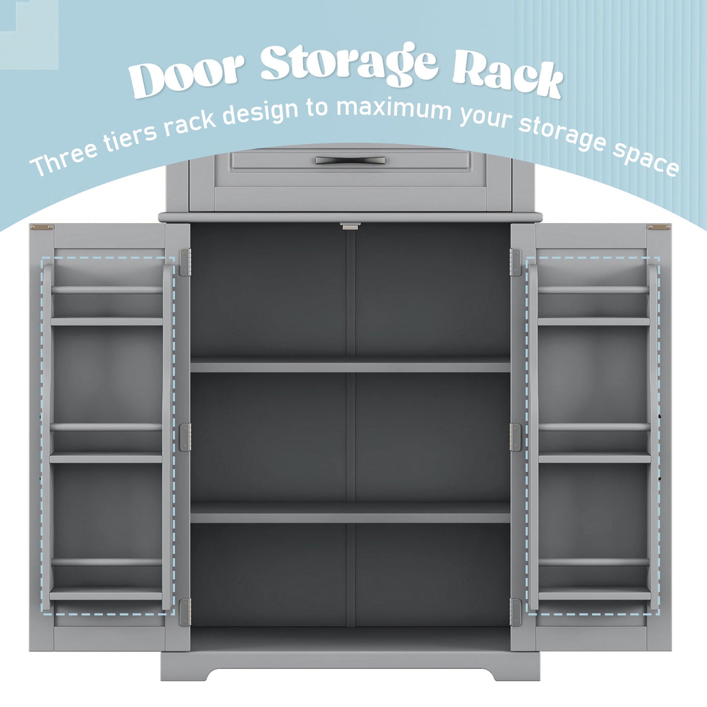Bathroom Storage Cabinet With Multi Functional Storage Space, Material, Adjustable Shelf, Slide Rail Drawer - Gray
