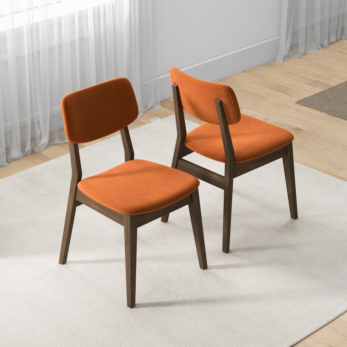 Carlos - Solid Back Side Chair (Set of 2) - Brown / Burnt Orange