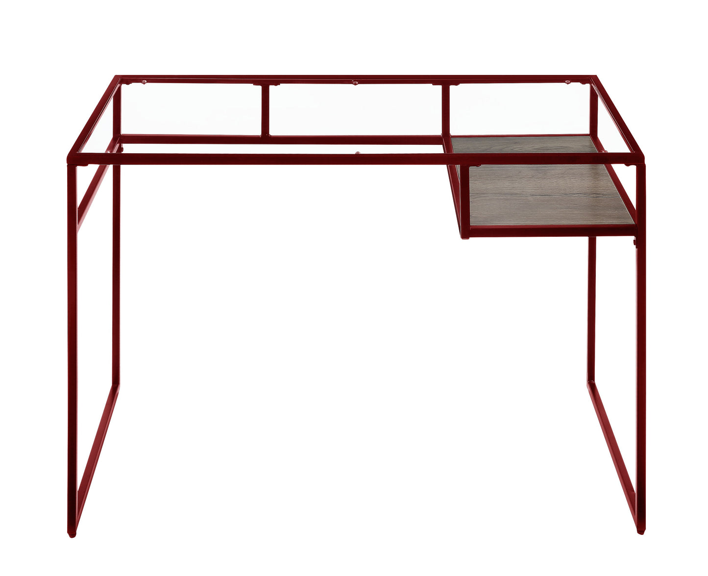 Yasin - Glass Top Writing Desk - Red