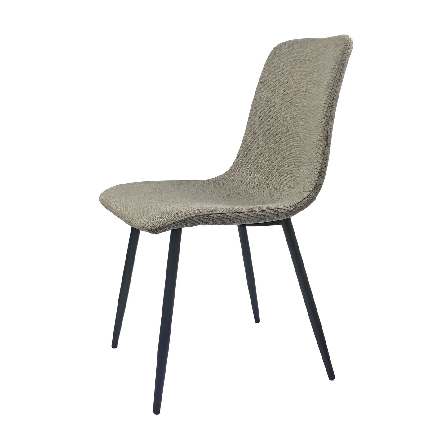 Modern Upholstered Dining Chairs (Set of 4) With Linen Cushion Seat And Sturdy Metal Legs - Light Gray