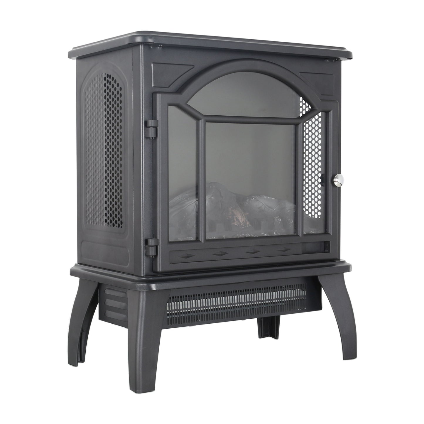 18" 3D Flame Electric Infrared Quartz Fireplace Stove With Remote Control - Antique Black