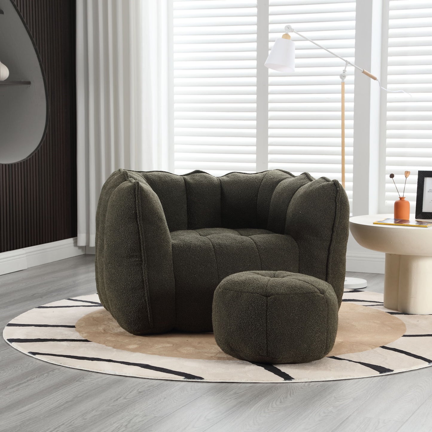 Soft Bean Bag Chair With High Resilient Foam (Chips) - Olive Green