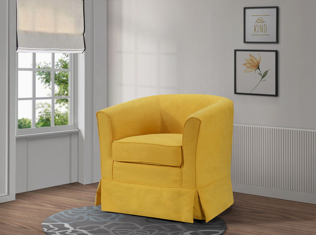 Tucker - Woven Fabric Swivel Barrel Chair - Yellow