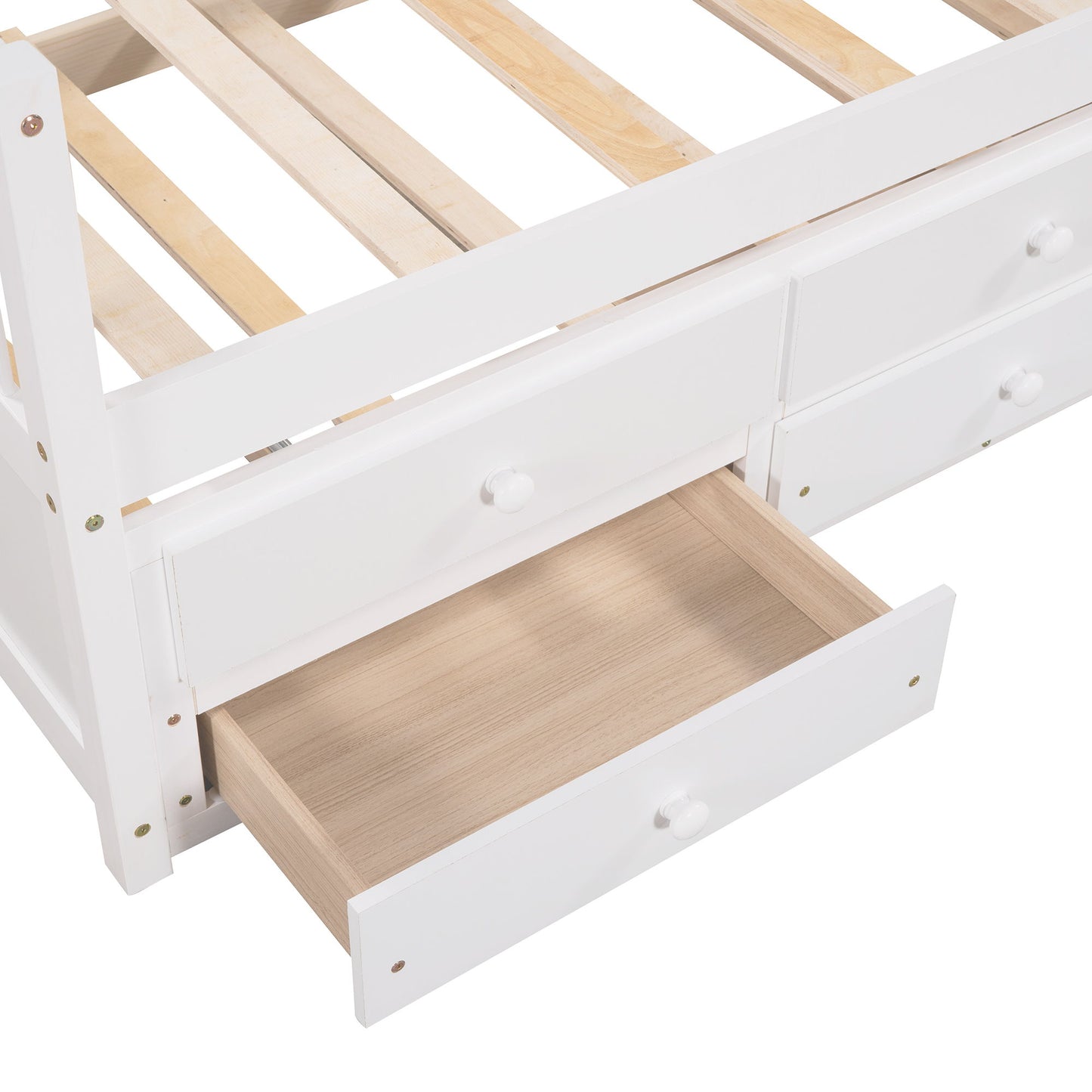 Twin Size Daybed With Trundle And Drawers - White