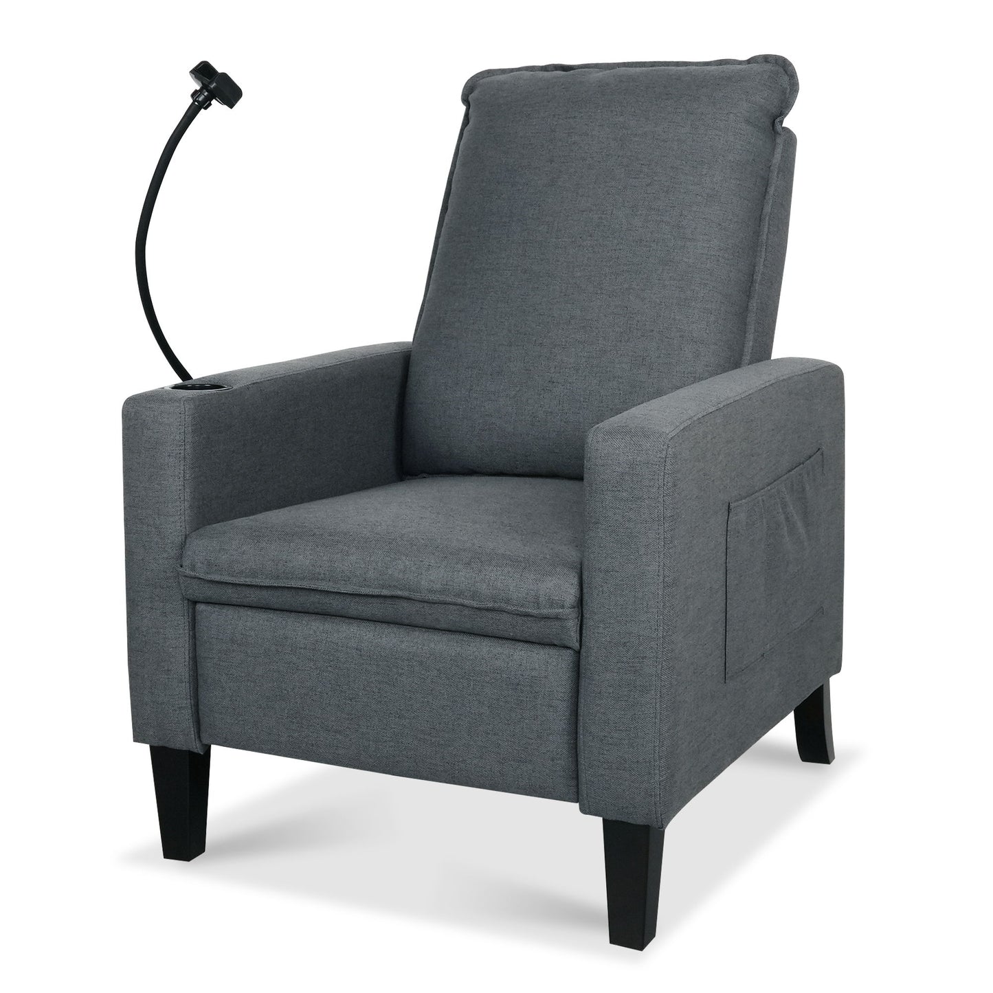 Recliner Chairs For Adults, Adjustable Recliner Sofa With Mobile Phone Holder & Cup Holder, Modern Reclining Chairs Fabric Push Back Recliner Chairs For Living Room, Bedroom - Gray
