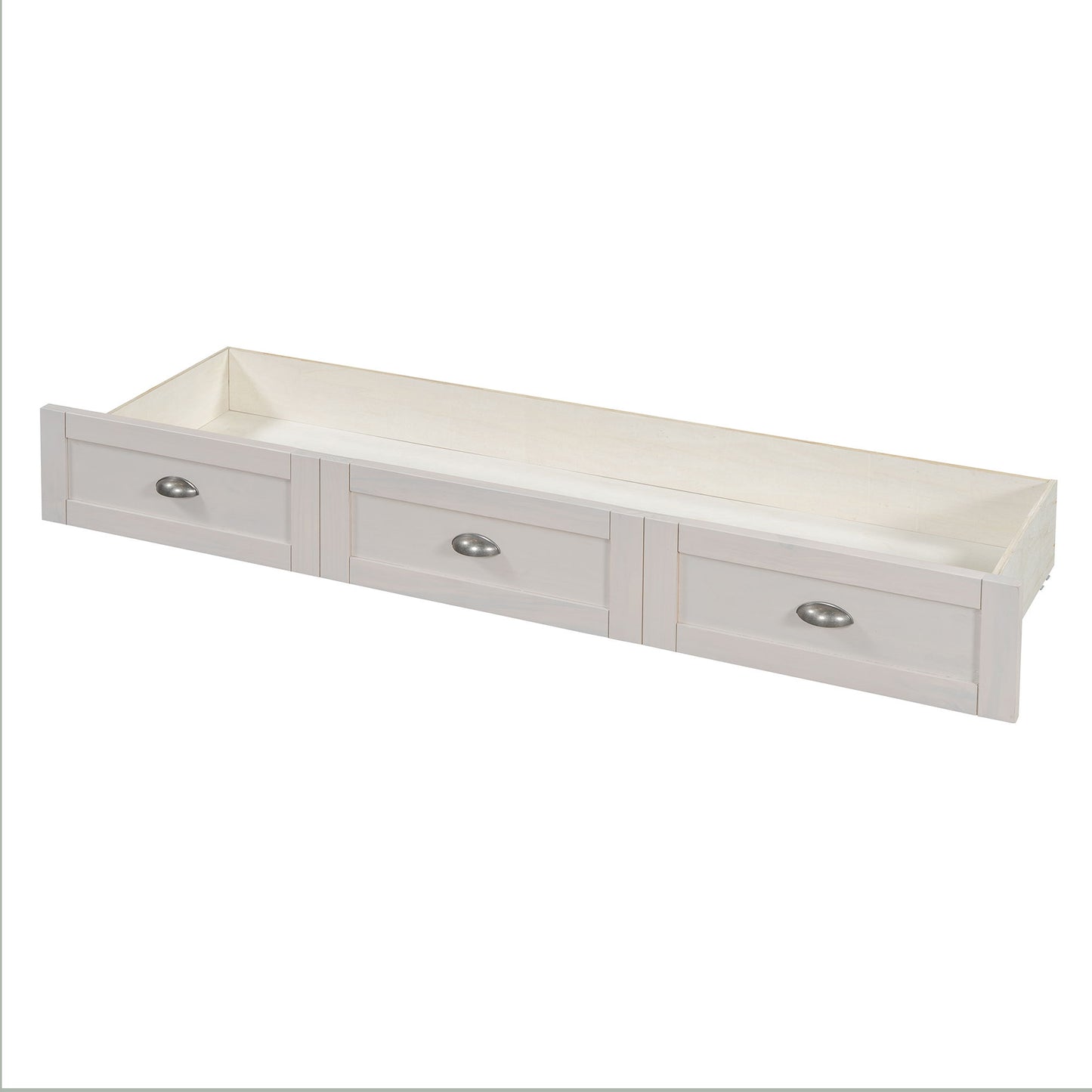 Queen Size Murphy Bed With Large Drawers - Brushed White