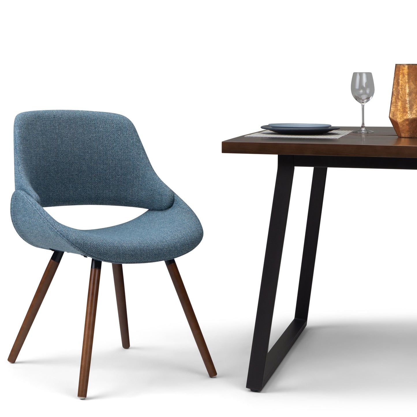 Malden - Bentwood Dining Chair With Wood Back - Denim Blue