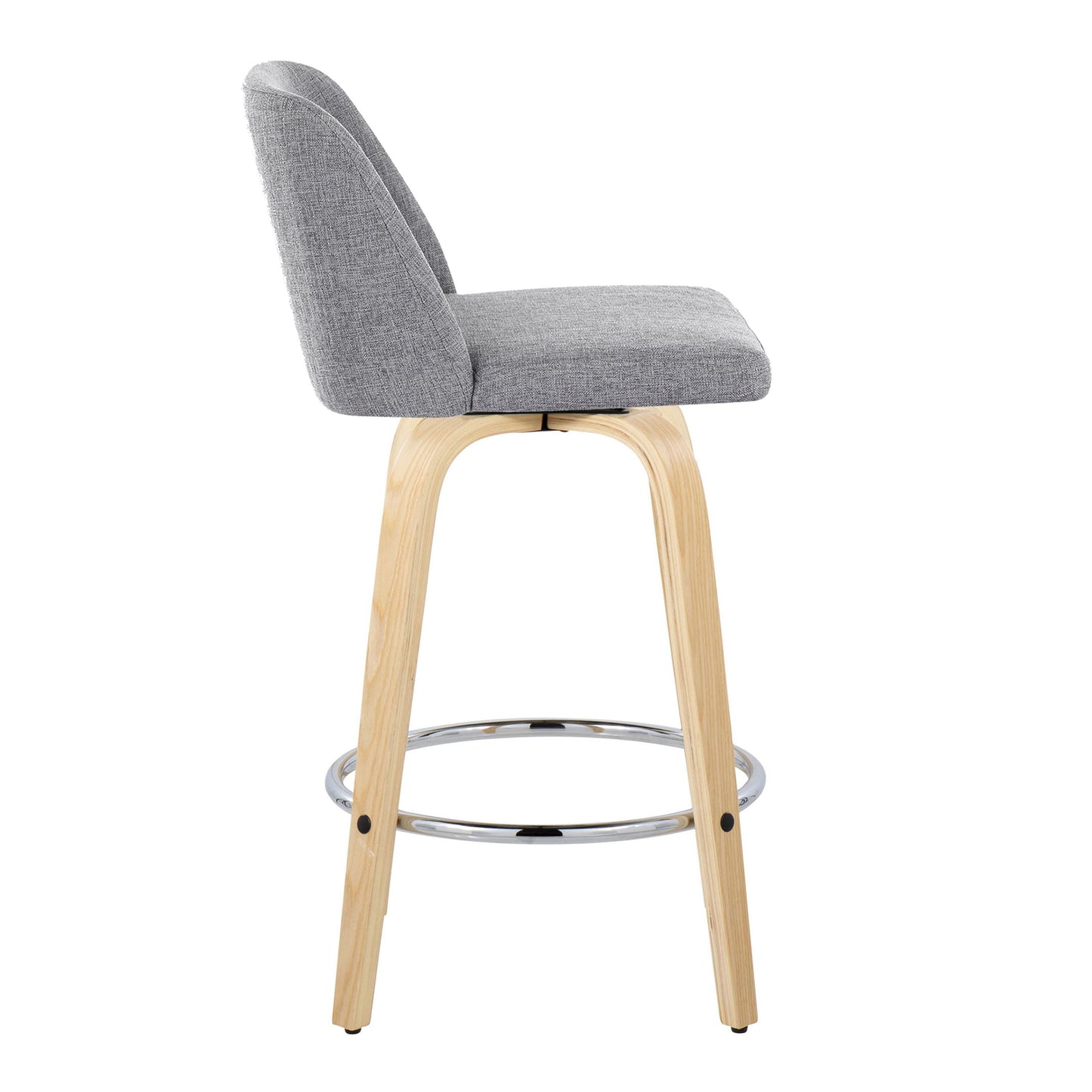 Toriano - Contemporary Fixed Height Counter Stool With Swivel And Round Footrest (Set of 2) - Natural / Gray