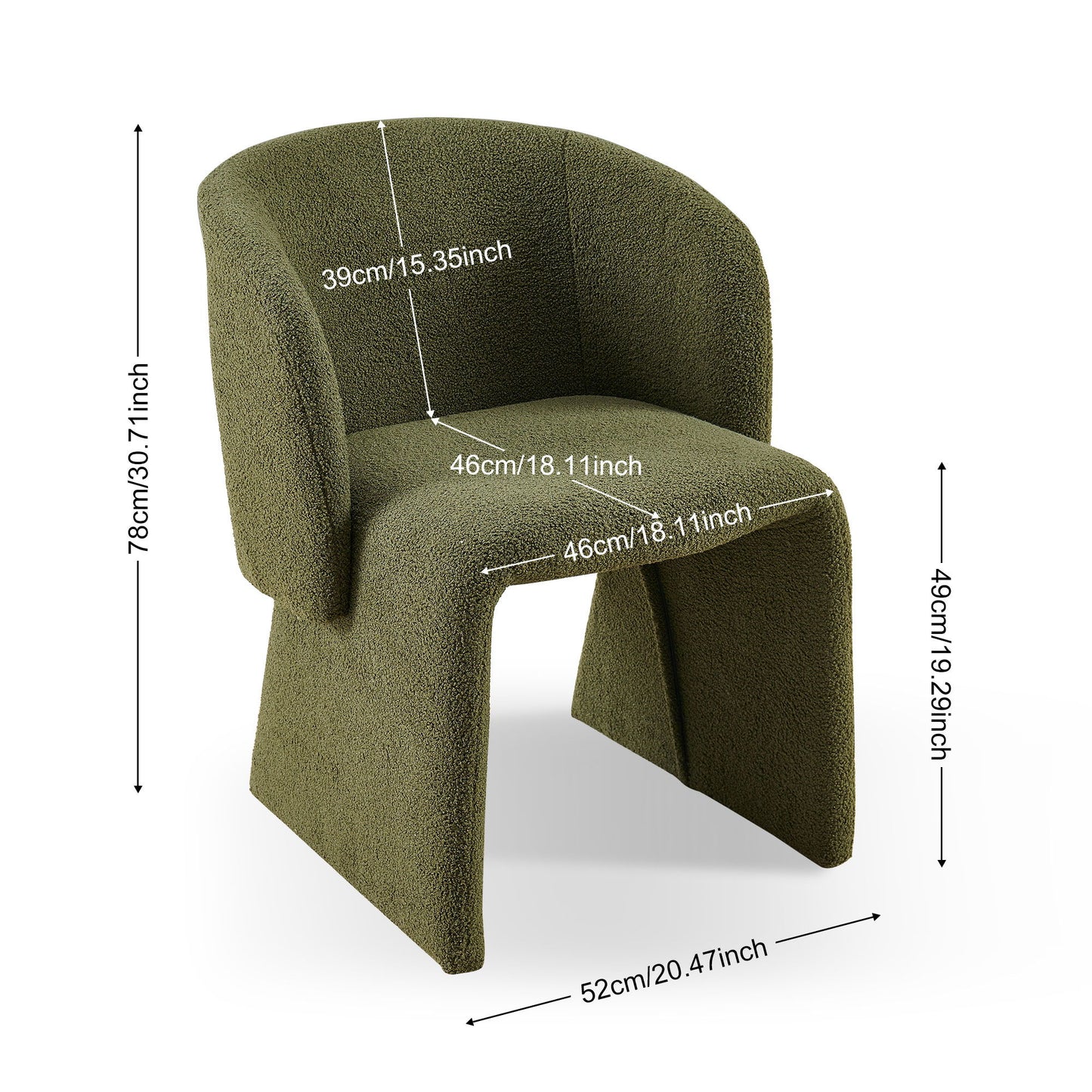 Modern Accent Chair Green Single Sofa Chair, Upholstered Side Chair Teddy Comfy Chair For Dining Room / Bedroom / Living Room / Reception 1 Piece - Green