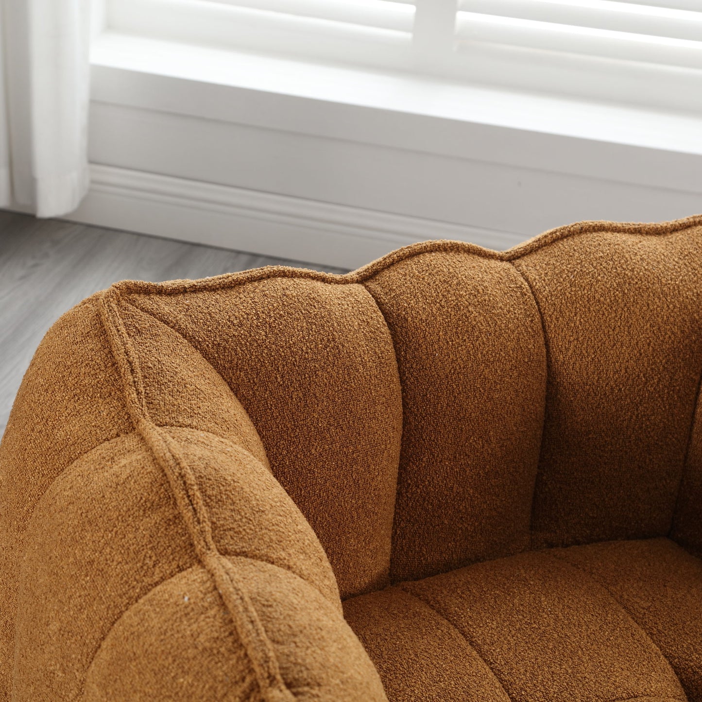 Soft Bean Bag Chair With High Resilient Foam (Chips) - Khaki / Yellow